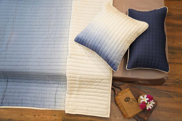 Shades of the Ocean Quilted Bedcover Set (1+2+2)