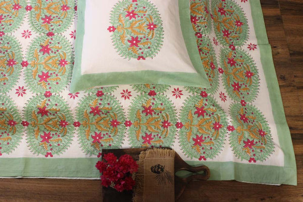 Garden of Bliss Hand block Print Cotton Bedsheet