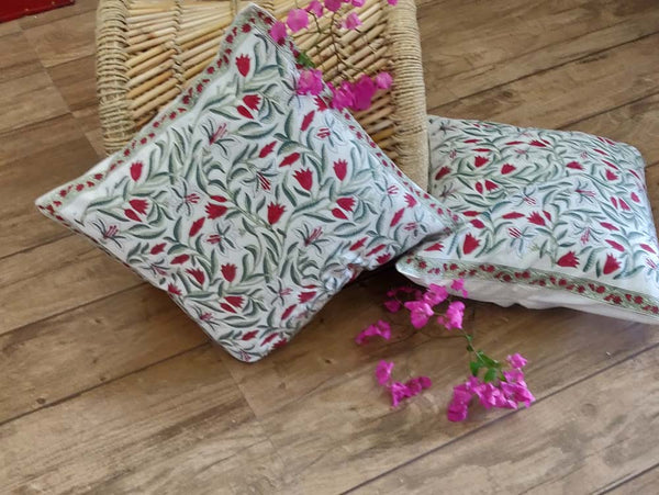 Gulshan Hand Block Print Cotton Cushion Cover - Set of 2