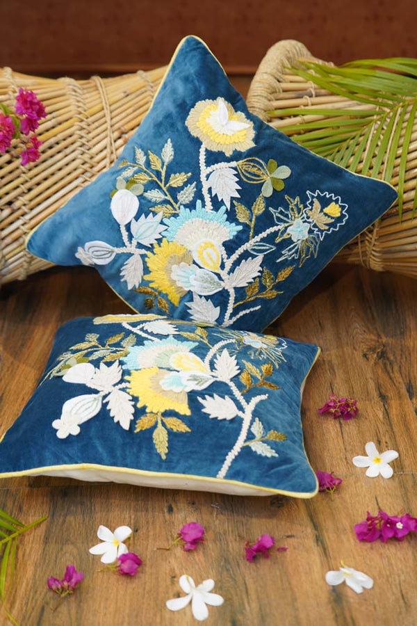 Bouquet of Flowers Embroidered Cushion Covers- Set of 5