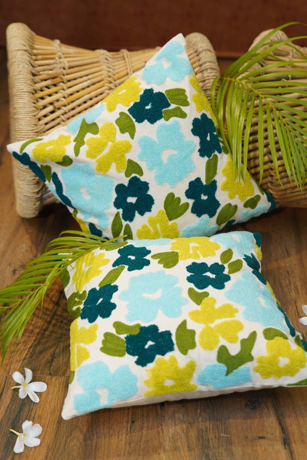A garden of Blooms Embroidred Cushion Covers- Set of 5