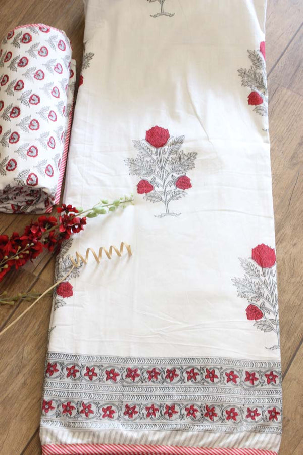 Beauty of Red Single Bed Malmal Dohar - Set of 2