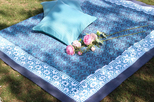 Geometrical Playbook Cotton Hand Block Print Six Seater Table Cover
